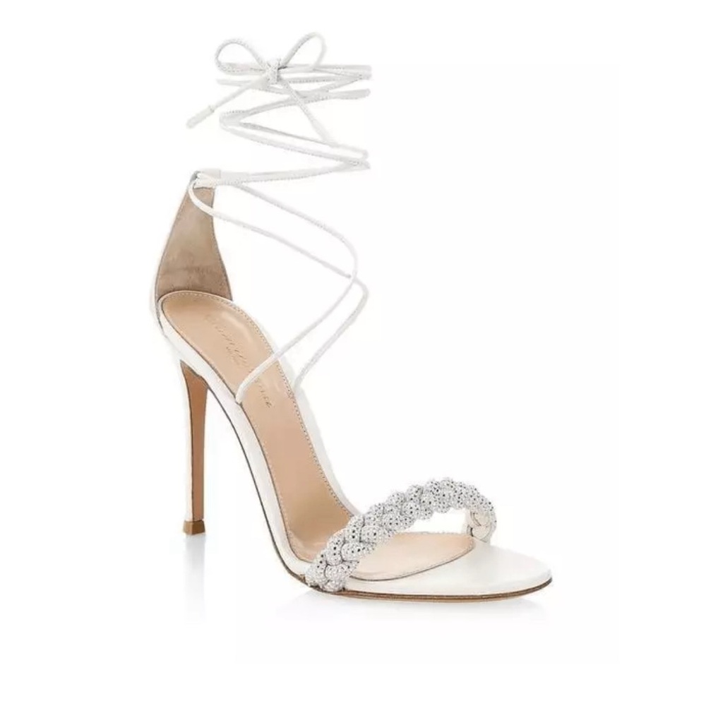 Gianvito Rossi Women's White Crystal Leomi Leather Sandals